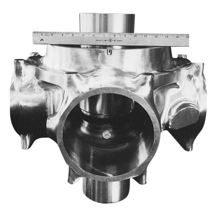Extension welded to four-blade propeller hub forging