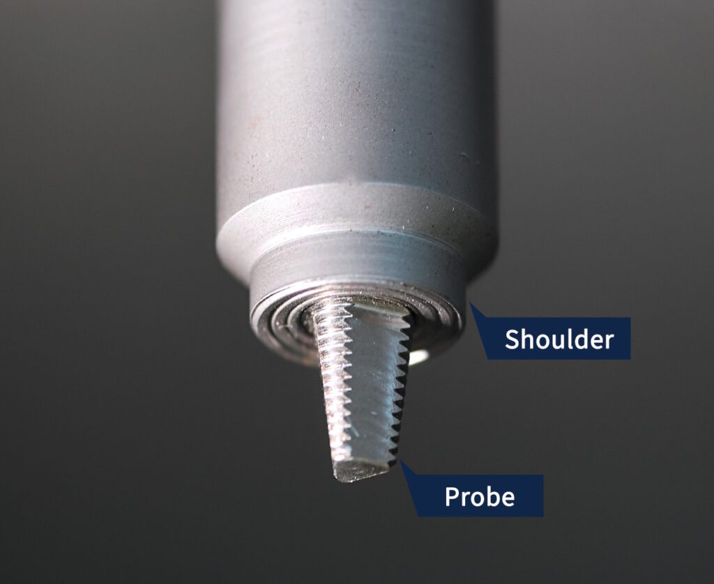 FSW Tool with Shoulder and Probe Identified.